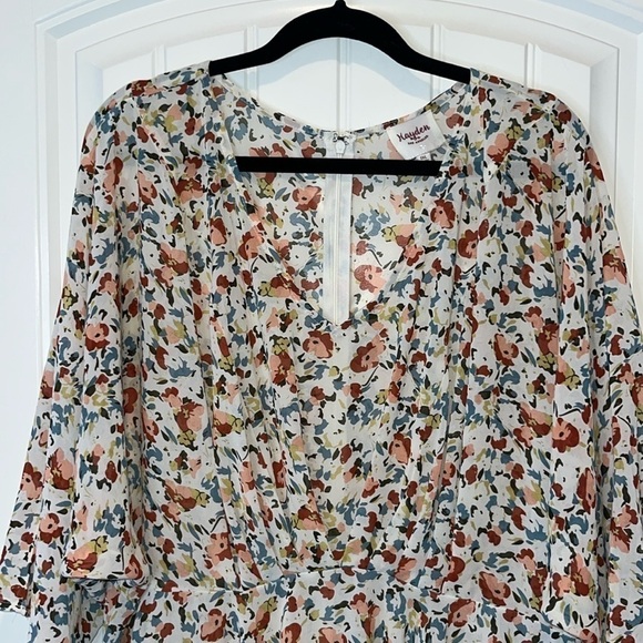 Very flowy boho hippie cottage core floral blouse 3/4 batwing sleeve size 1XL - Picture 4 of 11